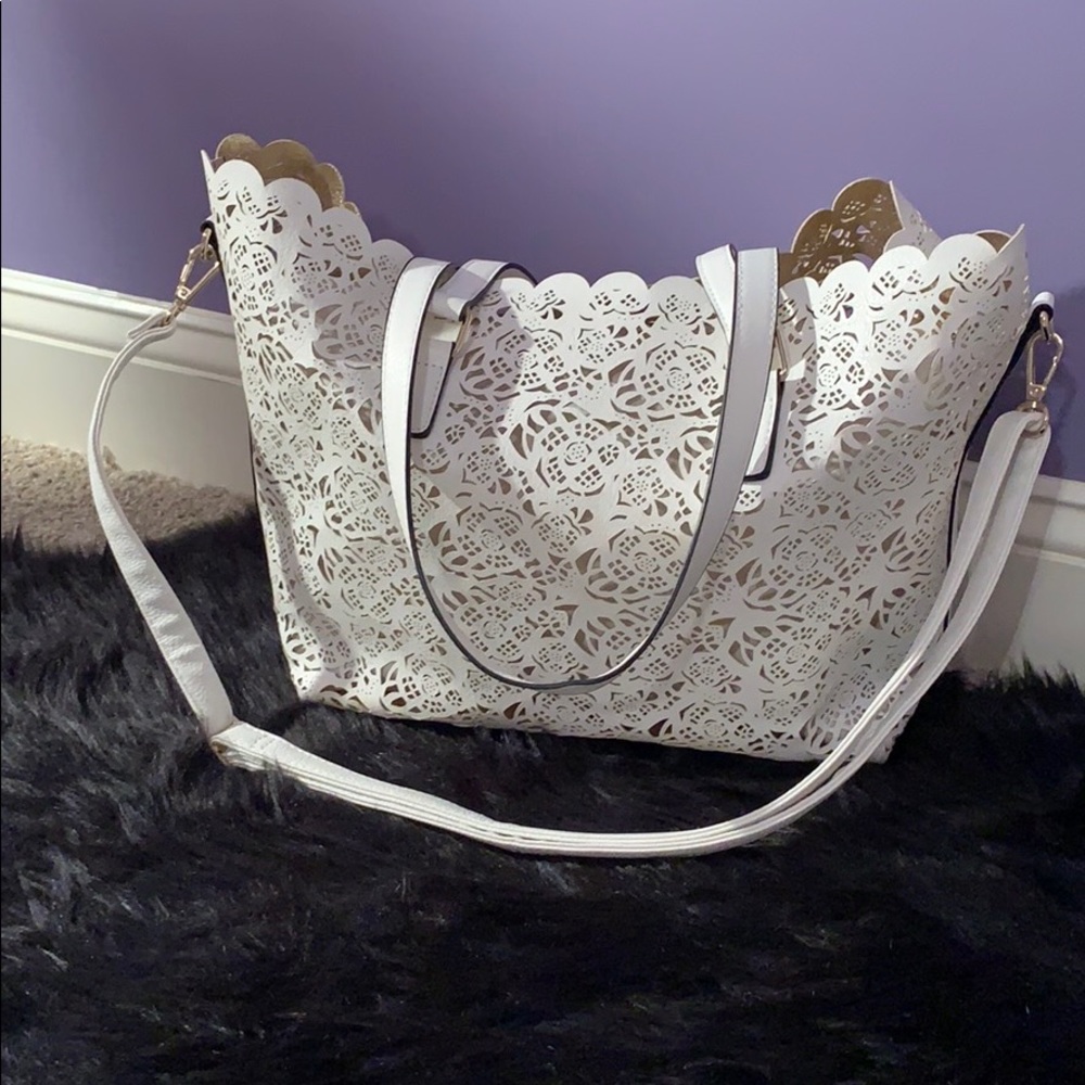 ALDO white flower pattern shoulder bag